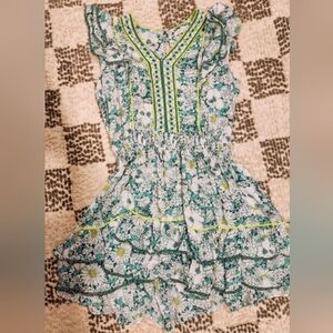 Poupette St Barth Kids Dress - Green and White Floral
